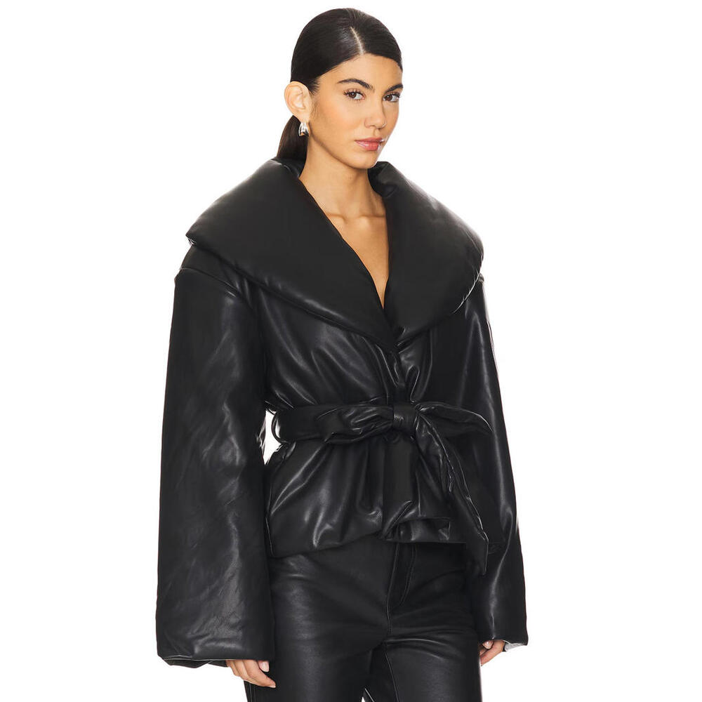 Revolve Rotate Belted Puffer Jacket black size 32 NWT $520msrp - Picture 5 of 12